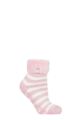 Ladies 1 Pair Heat Holders Lounge Feather Turn Over Cuff Socks - Auckland Stripe Ballerina Pink