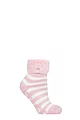 Women's 1 Pair Heat Holders Lounge Feather Turn Over Cuff Socks - Auckland Stripe Ballerina Pink