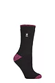 Women's 1 Pair SOCKSHOP Heat Holders 2.3 TOG Patterned Thermal Socks - Prague Heel & Toe Black / Berry