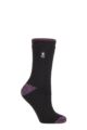 Ladies 1 Pair SOCKSHOP Heat Holders 2.3 TOG Patterned Thermal Socks - Prague Heel & Toe Black / Purple