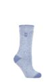 Ladies 1 Pair SOCKSHOP Heat Holders 2.3 TOG Patterned Thermal Socks - Lisbon Heel & Toe Denim
