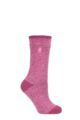 Ladies 1 Pair SOCKSHOP Heat Holders 2.3 TOG Patterned Thermal Socks - Lisbon Heel & Toe Muted Pink