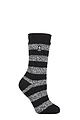 Women's 1 Pair SOCKSHOP Heat Holders 2.3 TOG Patterned Thermal Socks - Tuscany Chunky Stripe Black / White