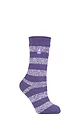 Women's 1 Pair SOCKSHOP Heat Holders 2.3 TOG Patterned Thermal Socks - Tuscany Chunky Stripe Mulberry Purple / White