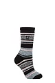 Women's 1 Pair SOCKSHOP Heat Holders 2.3 TOG Patterned Thermal Socks - Calanda Multi Stripe Black / Dusted Pink