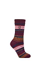 Women's 1 Pair SOCKSHOP Heat Holders 2.3 TOG Patterned Thermal Socks - Calanda Multi Stripe Cabernet / Mustard