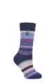 Ladies 1 Pair SOCKSHOP Heat Holders 2.3 TOG Patterned Thermal Socks - Provence Multi Stripe Indigo Night