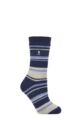 Ladies 1 Pair SOCKSHOP Heat Holders 2.3 TOG Patterned Thermal Socks - Calanda Multi Stripe Twilight Blue