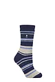 Women's 1 Pair SOCKSHOP Heat Holders 2.3 TOG Patterned Thermal Socks - Calanda Multi Stripe Twilight Blue