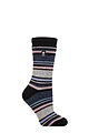 Women's 1 Pair SOCKSHOP Heat Holders 2.3 TOG Patterned Thermal Socks - Geneva Multi Stripe Black Denim