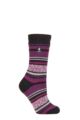 Ladies 1 Pair SOCKSHOP Heat Holders 2.3 TOG Patterned Thermal Socks - Barcelona Multi Stripe Black