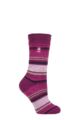 Ladies 1 Pair SOCKSHOP Heat Holders 2.3 TOG Patterned Thermal Socks - Barcelona Multi Stripe Deep Fuchsia
