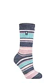 Women's 1 Pair SOCKSHOP Heat Holders 2.3 TOG Patterned Thermal Socks - Palma Multi Stripe Denim