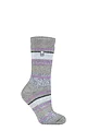 Women's 1 Pair SOCKSHOP Heat Holders 2.3 TOG Patterned Thermal Socks - Palma Multi Stripe Grey
