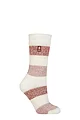Women's 1 Pair SOCKSHOP Heat Holders 2.3 TOG Patterned Thermal Socks - Neve Cream / Muted Coral