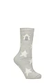 Women's 1 Pair SOCKSHOP Heat Holders 2.3 TOG Patterned Thermal Socks - Bold Star Silver Grey