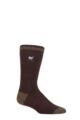 Mens 1 Pair SOCKSHOP Heat Holders 2.3 TOG Patterned and Plain Thermal Socks - Twist Heel & Toe Brown