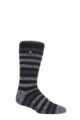 Mens 1 Pair SOCKSHOP Heat Holders 2.3 TOG Plain and Patterned Slipper Socks - Stripe Black / Charcoal
