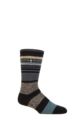 Mens 1 Pair SOCKSHOP Heat Holders 2.3 TOG Patterned and Plain Thermal Socks - Galway Multi Stripe Black / Marine
