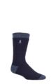 Mens 1 Pair SOCKSHOP Heat Holders 2.3 TOG Patterned and Plain Thermal Socks - Berlin Heel & Toe Navy
