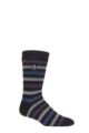 Mens 1 Pair SOCKSHOP Heat Holders 2.3 TOG Patterned and Plain Thermal Socks - Dublin Medium Stripe Charcoal