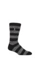 Mens 1 Pair SOCKSHOP Heat Holders 2.3 TOG Patterned and Plain Thermal Socks - Palermo Chunky Stripe Black / Grey