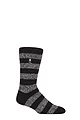 Mens 1 Pair SOCKSHOP Heat Holders 2.3 TOG Patterned and Plain Thermal Socks - Palermo Chunky Stripe Black / Grey