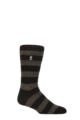 Mens 1 Pair SOCKSHOP Heat Holders 2.3 TOG Patterned and Plain Thermal Socks - Palermo Chunky Stripe Black / Olive
