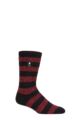 Mens 1 Pair SOCKSHOP Heat Holders 2.3 TOG Patterned and Plain Thermal Socks - Palermo Chunky Stripe Black / Red