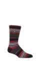 Mens 1 Pair SOCKSHOP Heat Holders 2.3 TOG Patterned and Plain Thermal Socks - Bari Multi Stripe Black