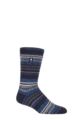 Mens 1 Pair SOCKSHOP Heat Holders 2.3 TOG Patterned and Plain Thermal Socks - Bari Multi Stripe Navy