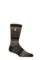 Mens 1 Pair SOCKSHOP Heat Holders 2.3 TOG Patterned and Plain Thermal Socks - Bari Multi Stripe Olive