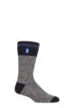 Mens 1 Pair SOCKSHOP Heat Holders 2.3 TOG Patterned and Plain Thermal Socks - Porto Rugged Block Stripe Black / Blue