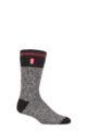 Mens 1 Pair SOCKSHOP Heat Holders 2.3 TOG Patterned and Plain Thermal Socks - Porto Rugged Block Stripe Black / Red