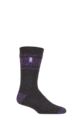 Mens 1 Pair SOCKSHOP Heat Holders 2.3 TOG Patterned and Plain Thermal Socks - Athens Charcoal / Purple