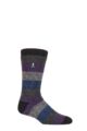 Mens 1 Pair SOCKSHOP Heat Holders 2.3 TOG Patterned and Plain Thermal Socks - Milan Thick Twist Stripe Black / Midnight / Petrol