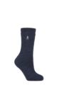 Ladies 1 Pair SOCKSHOP Heat Holders 2.9 TOG Merino Wool Socks - Navy Teal Twist