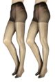 Ladies 2 Pair Charnos 20 Denier Tights - Barely Black