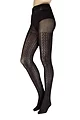 Women's 1 Pair Charnos Cotton Chevron Tights - Black