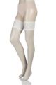 Ladies 1 Pair Charnos 10 Denier Bridal Lace Top Hold Ups - Ivory