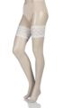 Ladies 1 Pair Charnos 10 Denier Bridal Lace Top Hold Ups - Champagne