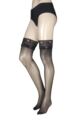 Ladies 1 Pair Charnos 10 Denier Run Resist Lace Top Stockings - Black