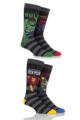 Mens SOCKSHOP Marvel Comics Mix Hulk, Spider-Man, Iron Man and Wolverine Socks - 4 Pair Pack Mixed Options
