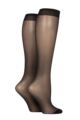 Ladies 2 Pair Charnos 10 Denier Sheer Knee Highs - Black