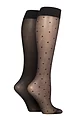 Women's 2 Pair Charnos Mini Diamond and Spot Knee High Socks - Black