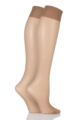 Ladies 2 Pair Charnos 15 Denier Trouserwear Knee Highs - Sherry