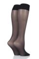 Ladies 2 Pair Charnos 15 Denier Trouserwear Knee Highs - Black