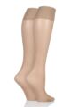 Ladies 2 Pair Charnos 15 Denier Trouserwear Knee Highs - Champagne