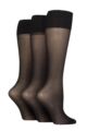 Ladies 3 Pair Charnos 15 Denier Sheer Knee Highs - Black