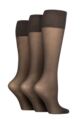 Ladies 3 Pair Charnos 15 Denier Sheer Knee Highs - Barely Black